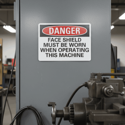 Danger Face shield must be worn when operating this