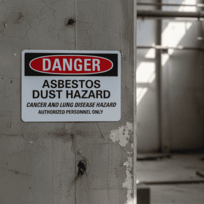 Danger Asbestos dust hazard cancer and lung disease