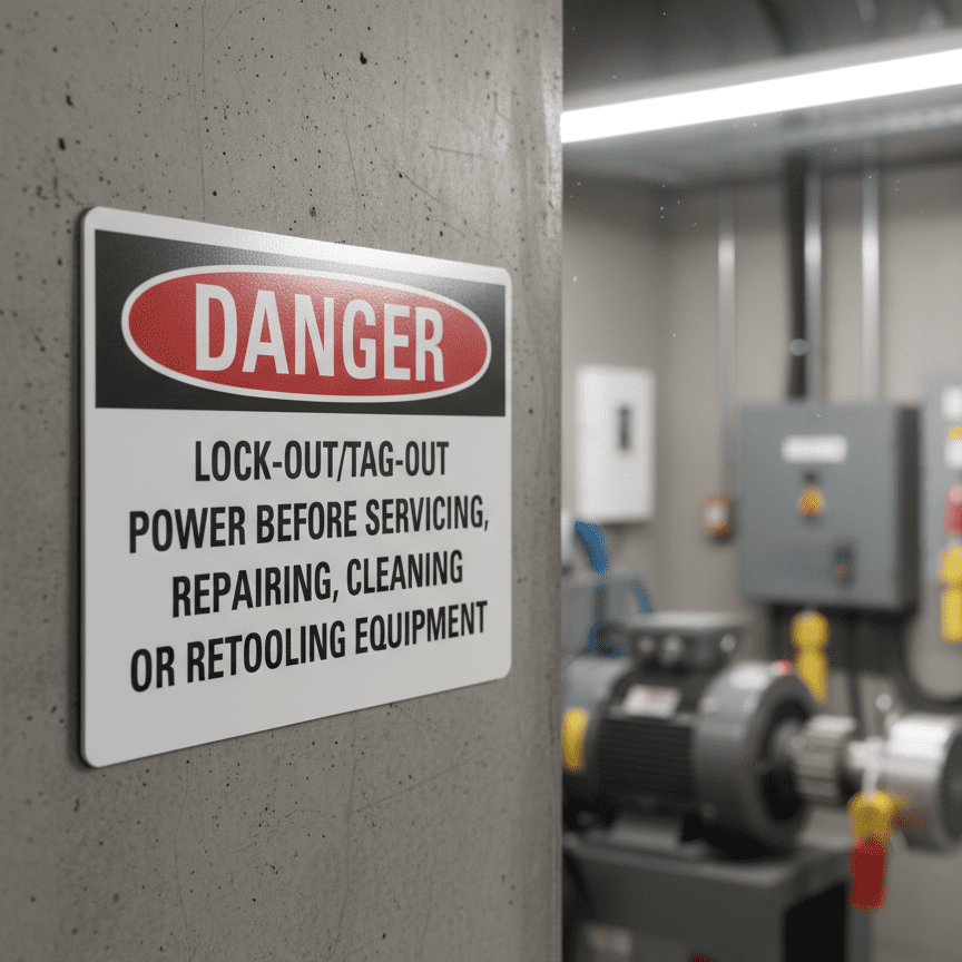 Danger Lock-out/tag-out power before servicing