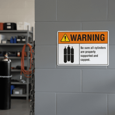 Warning Be sure cylinder is property supported and