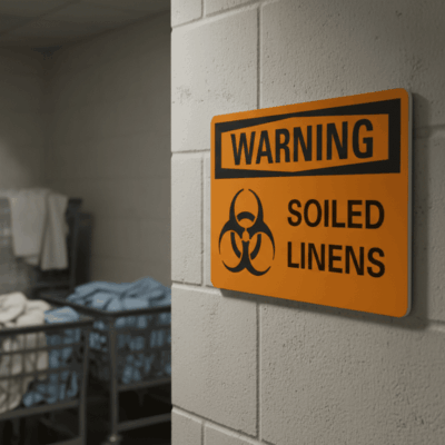 Warning Soiled linens