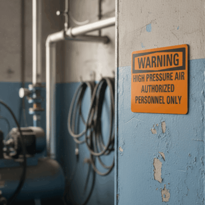 Warning High pressure air authorized personnel only