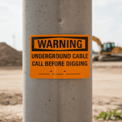 Warning Underground cable call before digging ___-