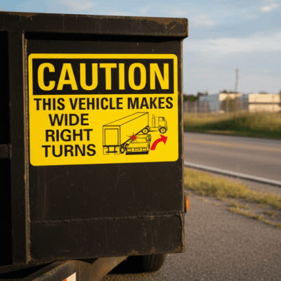 Caution This Vehicle Makes Wide Right Turns (W/Sym)