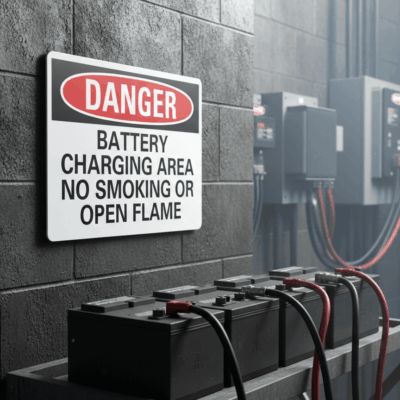 Danger Battery Charging Area No Smoking Or Open Flame