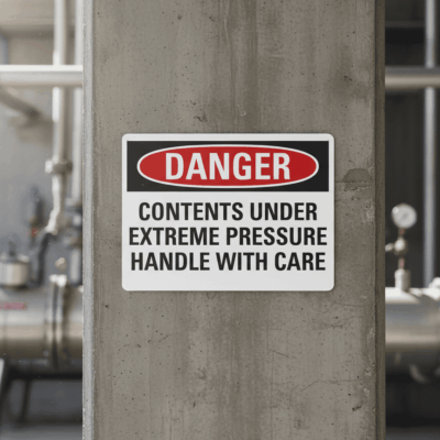 Danger Contents Under Extreme Pressure Handle