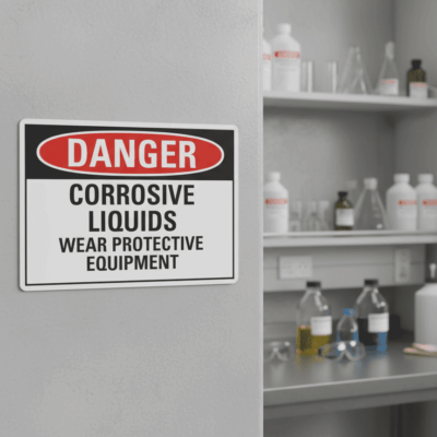Danger Corrosive Liquids Wear Protective Equipment