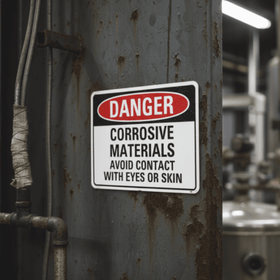 Danger Corrosive Materials Avoid Contact With Eyes Or Skin