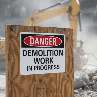 Danger Demolition Work In Progress