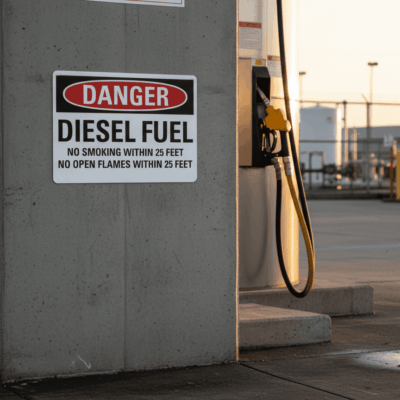 Danger Diesel Fuel No Smoking Within 25 Feet