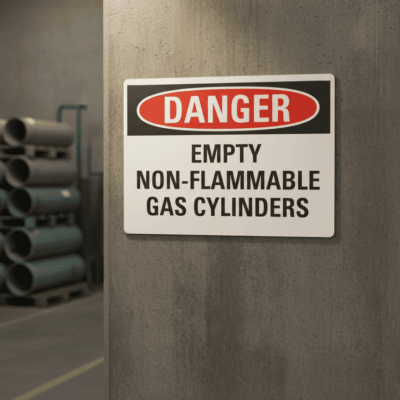 Danger Empty Non-Flammable Gas Cylinders