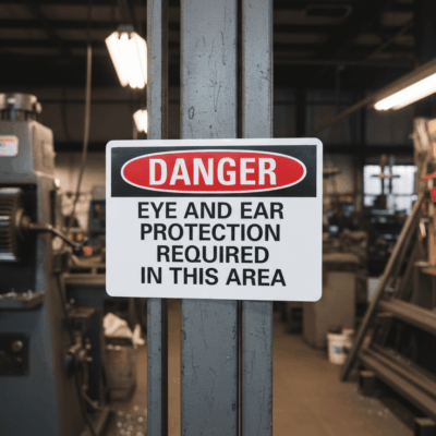 Danger Eye And Ear Protection Required In This Area