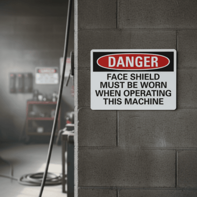 Danger Face Shield Must Be Worn When Operating