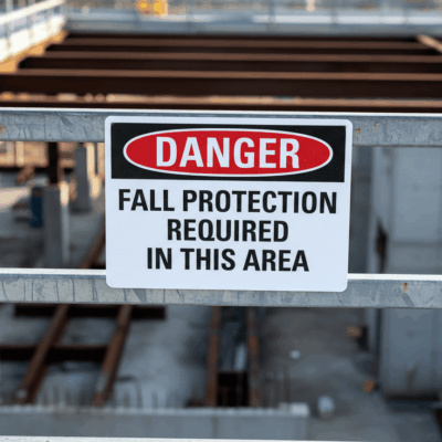 Danger Fall Protection Required In This Area