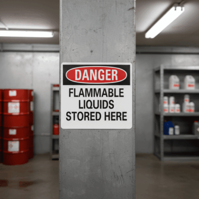 Danger Flammable Liquids Stored Here