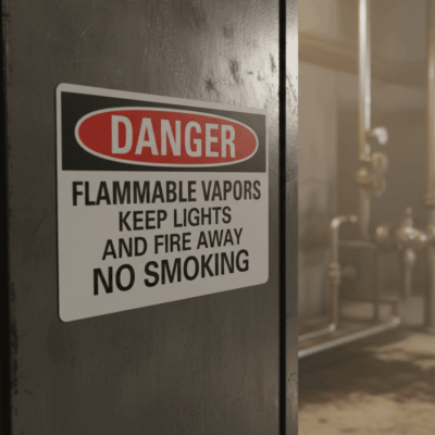 Danger Flammable Vapors Keep Lights And Fire