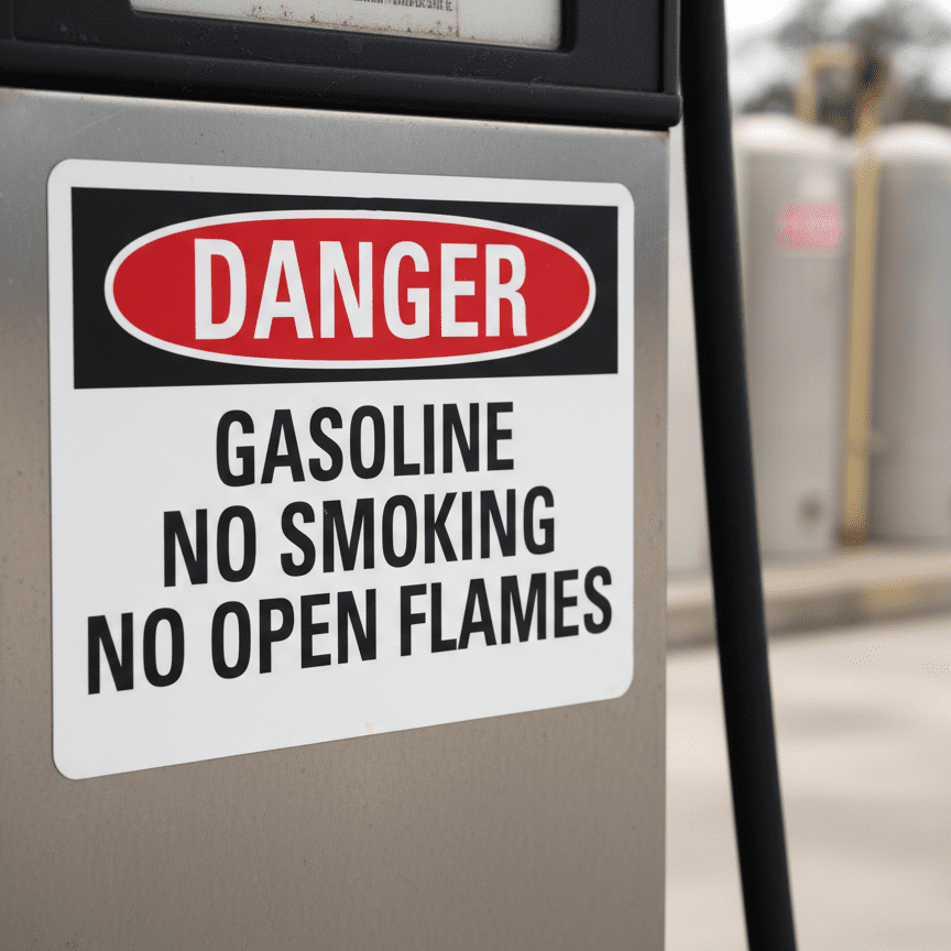 Danger Gasoline No Smoking No Open Flames