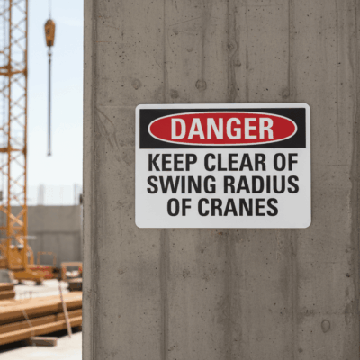 Danger Keep Clear Of Swing Radius Of Cranes