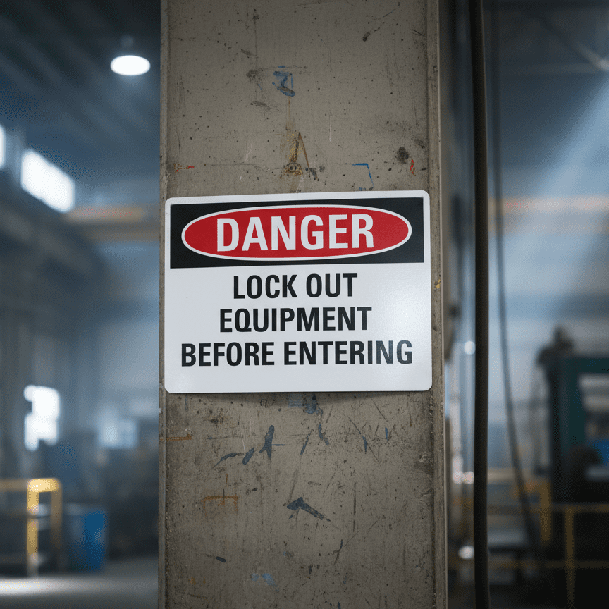 Danger Lock Out Equipment Before Entering
