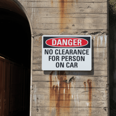 Danger No Clearance For Person On Car