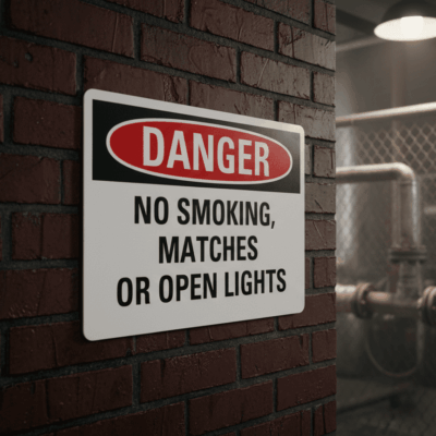Danger No Smokin Matches Or Open Lights