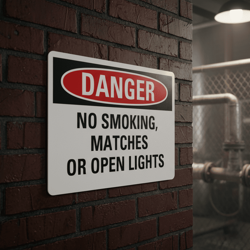 Danger No Smokin Matches Or Open Lights