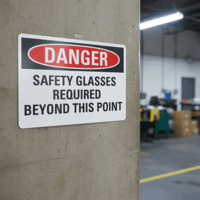 Danger Safety Glasses Required Beyond This Point