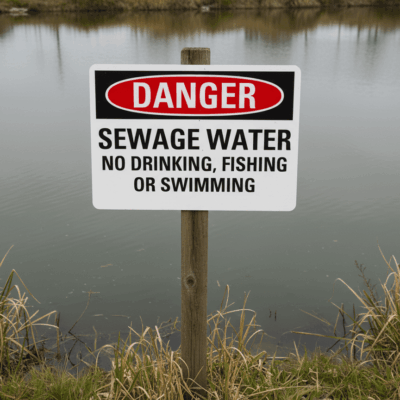 Danger Sewage Water No Drinkin Fishing Or Swimming