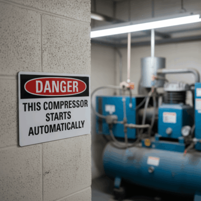 Danger This Compressor Starts Automatically