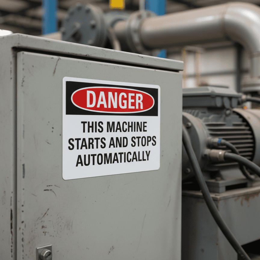 Danger This Machine Starts And Stops Automatically