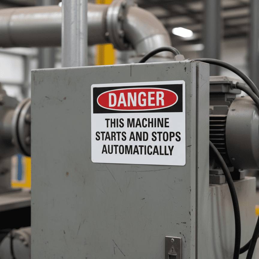 Danger This Machine Starts And Stops Automatically - Image 2
