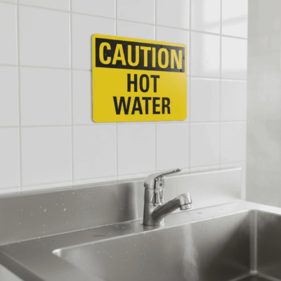 Caution Hot Water