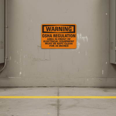 Warning Osha Regulation Area In Front Of Electrical