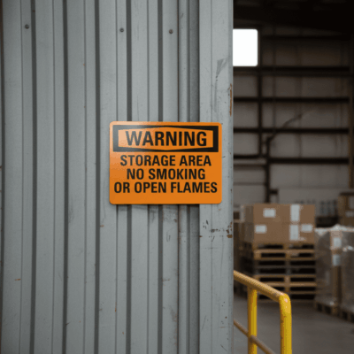 Warning Storage Area No Smoking Or Open Flames