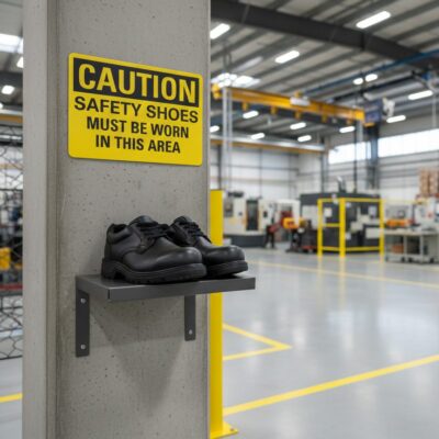 Caution Safety shoes must be worn in this area