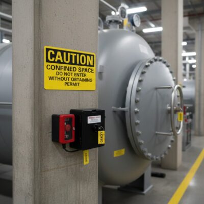 Caution Confined space do not enter without obtaining