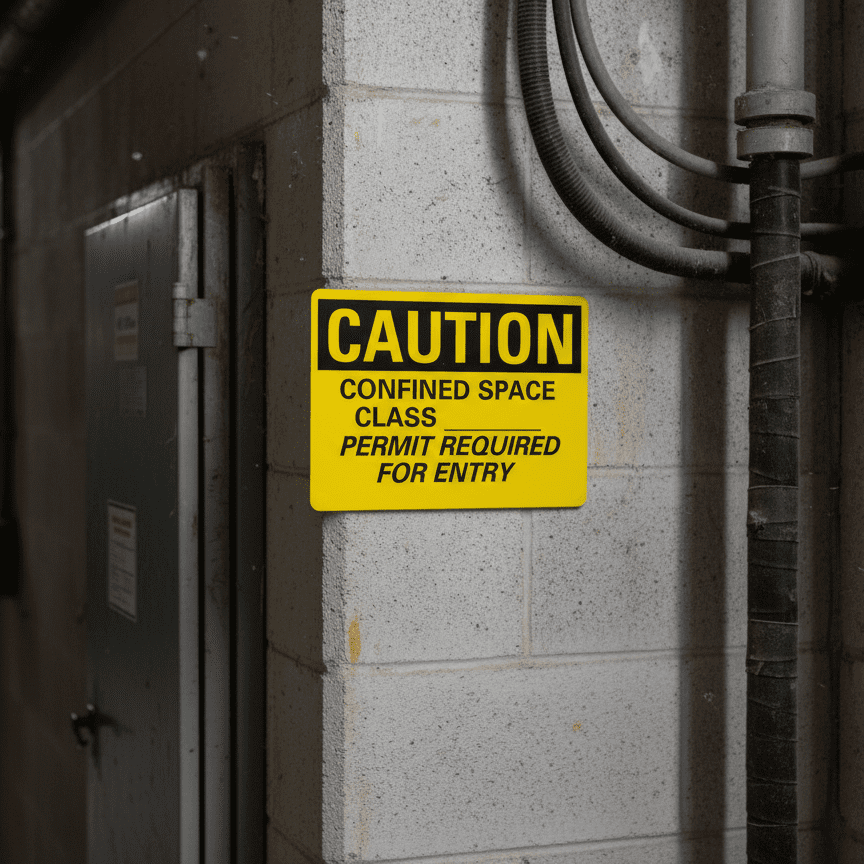Caution Confined space class _________ permit required - Image 2