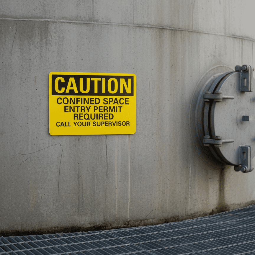 Caution Confined space entry permit required call your - Image 2