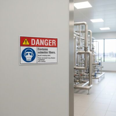 Danger Contains asbestos fibers. Avoid creating dust.