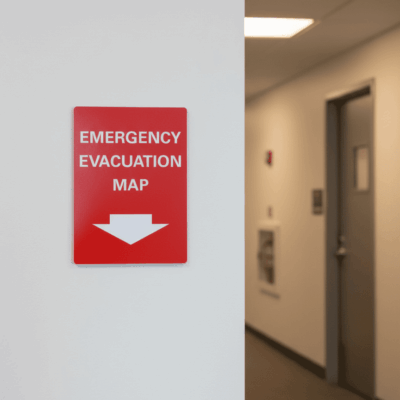 Emergency Evacuation Map (W/Down Arrow)