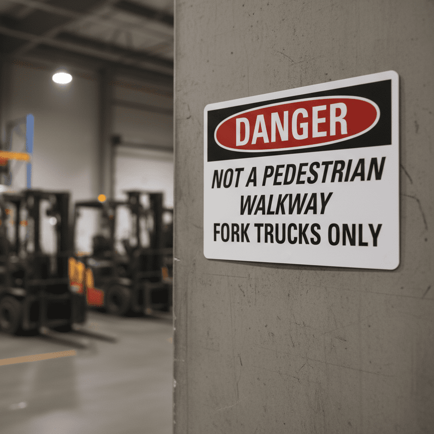 Danger Not a pedestrian walkway fork trucks only - Image 2
