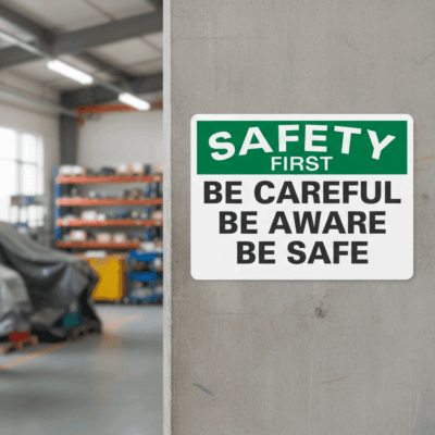 Safety First Be Careful Be Aware Be Safe
