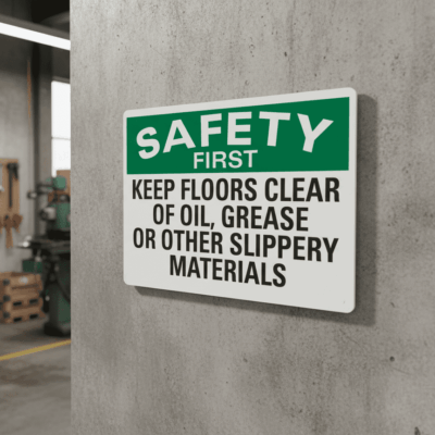 Safety First Keep Floors Clear Of Oil, Grease
