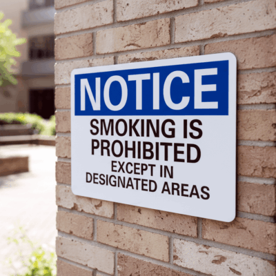 Notice Smoking Is Prohibited Except In Designated