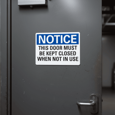 Notice This Door Must Be Kept Closed When