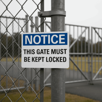 Notice This Gate Must Be Kept Locked