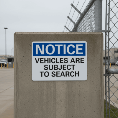 Notice Vehicles Are Subject To Search