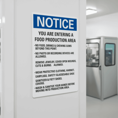 Notice You Are Entering Food Production Area