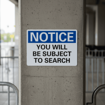 Notice You Will Be Subject To Search