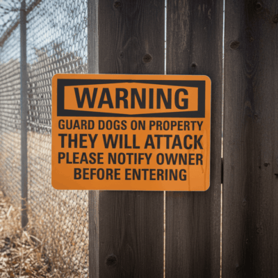 Warning Guard Dogs On Property They Will Attack